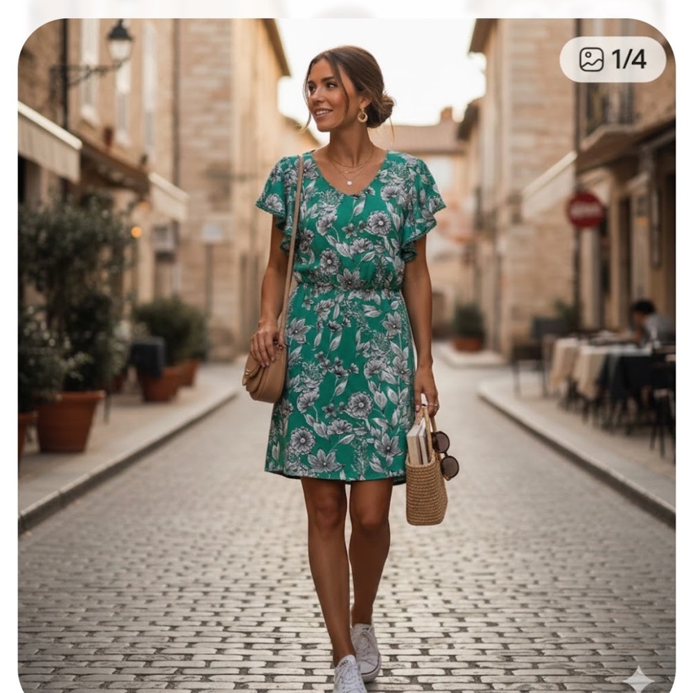 a new day Teal Floral Mini Dress